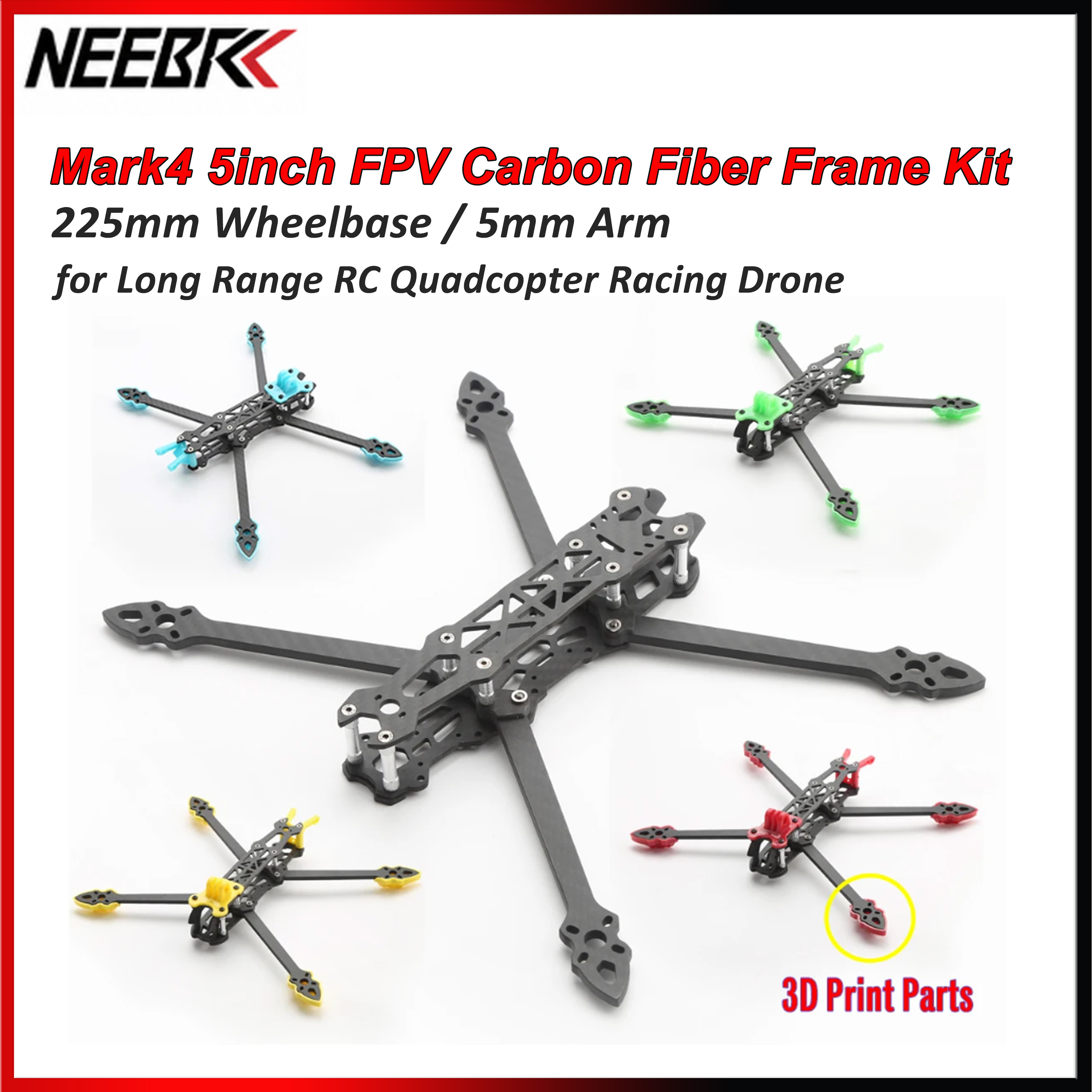 3D Printed Drone Part - Mark4 5inch FPV Carbon Fiber Frame
