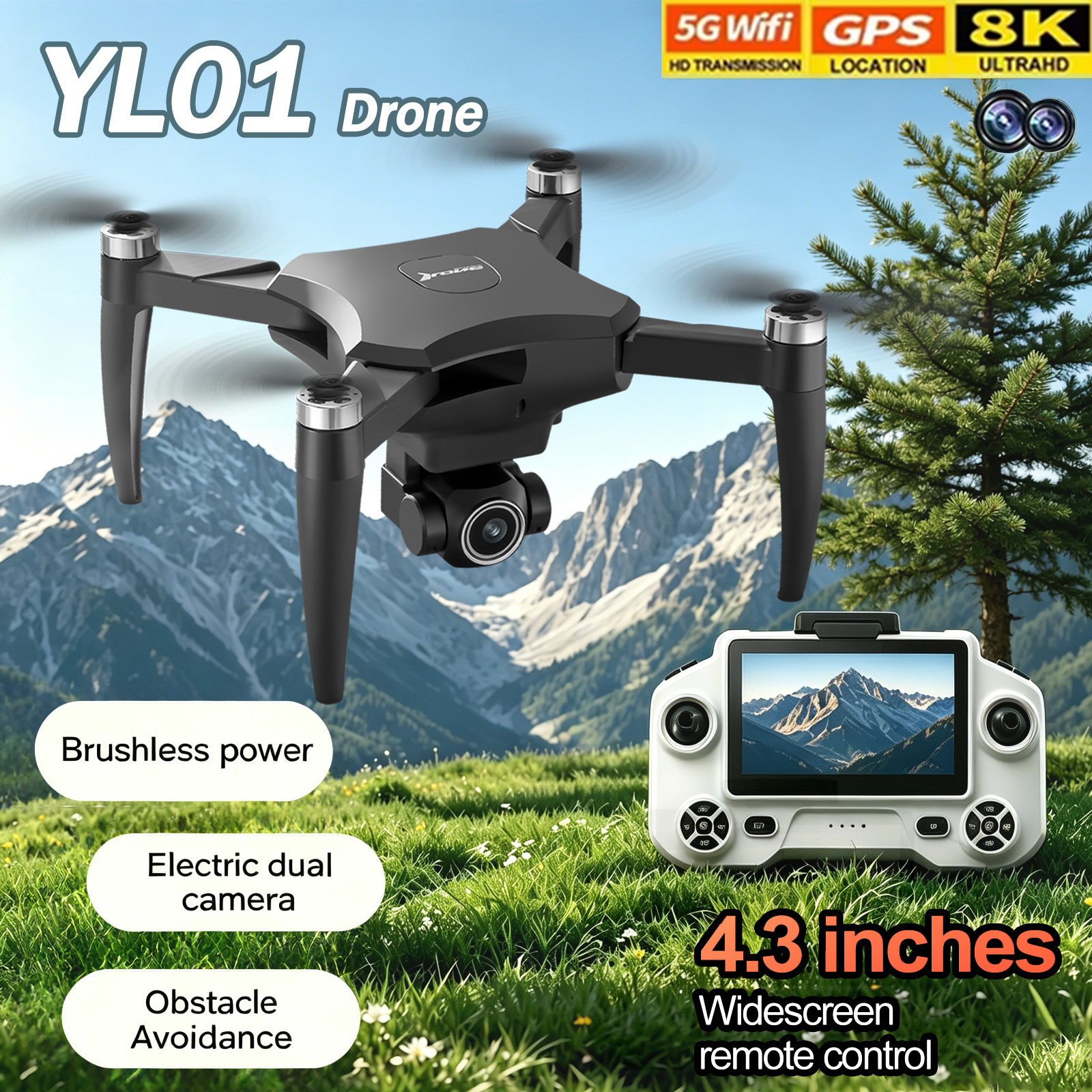 Drone Avion Rc - YL01 Mini Drone GPS Professional 8K