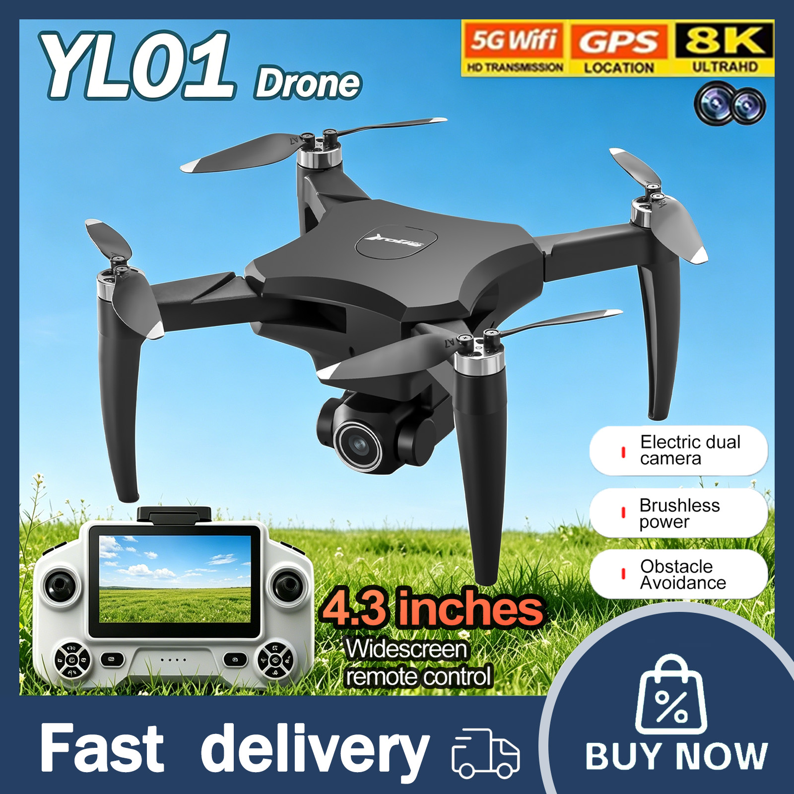 Drone Avion Rc - YL01 Mini Drone 8K Professional HD