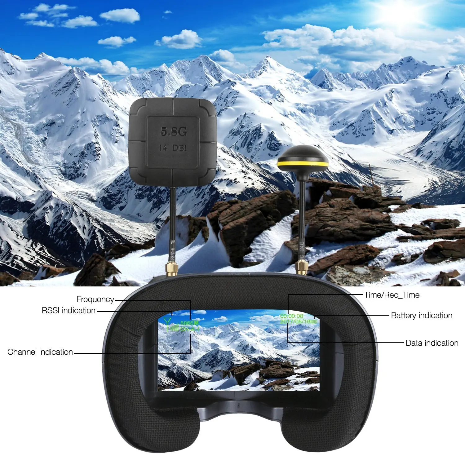 5.8G 40CH 4.3 Inch 800*480 Vid - Fpv Goggles Headset 리뷰 및 가격