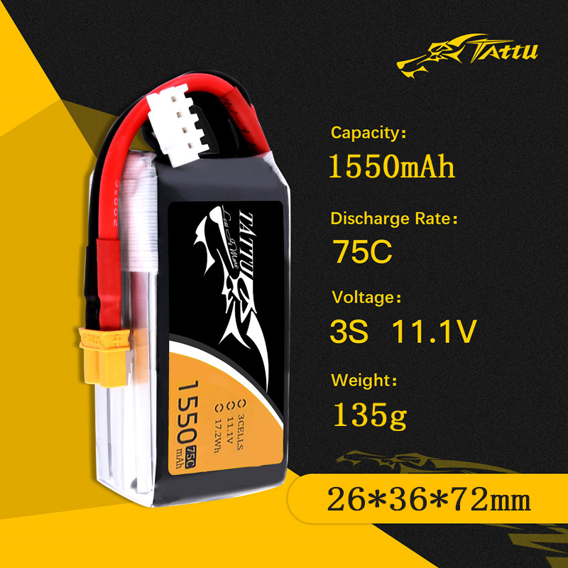 TATTU 3S 11.1V 1550mAh 75C LiP - Drone Rc Link 리뷰 및 가격